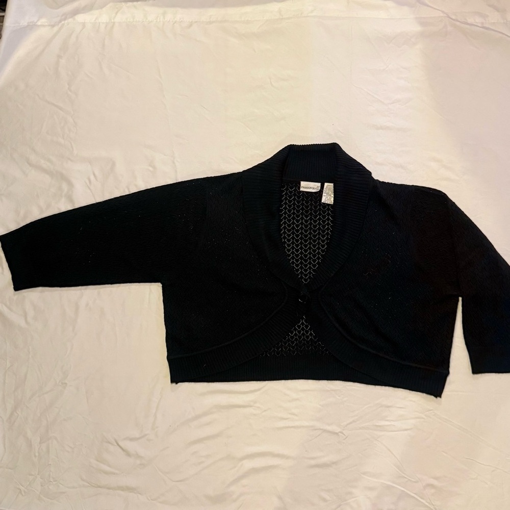 Fashion Bug Black Cropped Knit Shrug Bolero Cardigan Size 2X/3X - Picture 5 of 6